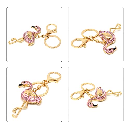 Honbay 1Pcs Rhinestone Flamingo Keychain Sparkling Bird Keyring Decor Pendant In A Box For Bag Purse Wallet #TOP3