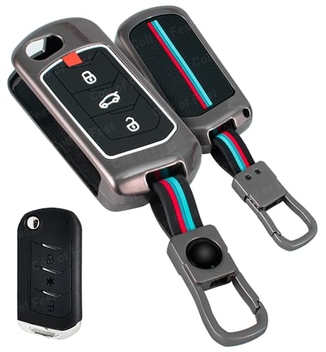 Image of Coll of Fest Premium Metal Silicon Key Cover Compatible with Mahindra Scorpio N | 3Xo | Xuv 300 | Marazzo | Xuv 700 | Xuv 400 Ev | Bolero | Thar 3 Button Flip Key Glow in the Dark