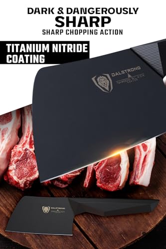 Dalstrong Meat Cleaver Knife-4.5"-Shadow Black Series-Titanium Nitride Coated-High Carbon-Vacuum Treated Steel Knife Gift-Razor Sharp-Sheath- NSF Certified