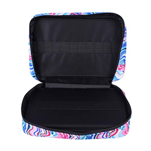 Image of Large Capacity Colored Pencil Case Slot Holds 300 Pencils or 200 Gel Pens with Zipper Closure Nylon Pen Organizer with Handle Strap Pen or Pencil Box for Artis (Blue Wave)