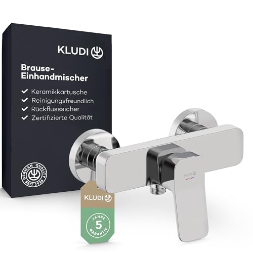 KLUDI-X3 Duscharmatur für 1 Verbraucher, Aufputz zur Wandmontage mit S-Anschlüssen, Brause-Einhandmischer mit hochwertiger Keramikkartusche, Mischbatterie Dusche in Chrom