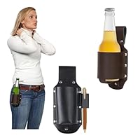 2 Stücke Bierholster,Bierholster,Biergürtel Bierhalter,Bier Holster für Herren Vintage Leder,Taille Bier Holster,Bierhalter,Herrengeschenk, geeignet zum Grillen, Camping, Outdoor (schwarz, braun)