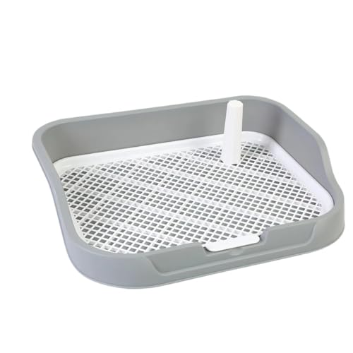 HeartTrend 犬用トイレトレー ワイド 保護機能付き お手入れ簡単 ペットリフト トレーニング用トイレ 防滴壁 屋内/屋外対応 中型/小型犬用 (グレー)