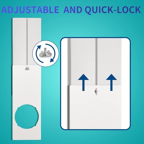 Image of Portable AC Window Vent Kit - Complete Air Conditioner Window Kit, Adjustable PVC Window Seal Kit Panels Up to 60 Inches, for Universal Thread AC Exhaust Hose of 5.1 inch and 5.9 inch Diameter