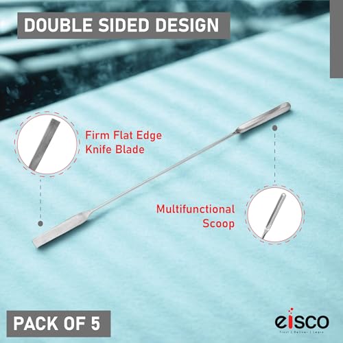 Image of EISCO Set of 5 Micro Spatula - Stainless Steel, Double-Ended Scoop & Flat End, 15cm, Precision Lab Tool for Chemistry, Science Experiments, Powders, Epoxy, DIY Crafts, Jewelry Making & Sample Handling