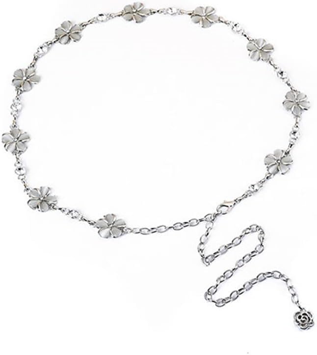 JSEIAJB Flower Waist Chain Belt Decoration Metal Chain Korean Skirt Belt