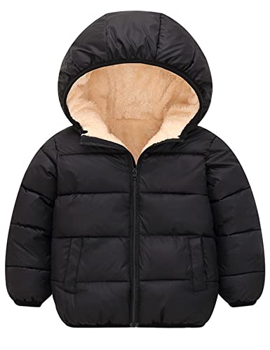 BFUSTYLE Toddler Boy Black Winter Jackets Size 3 4 Year Old Girls' Boys' Hooded Puffer Coat 3T 4T