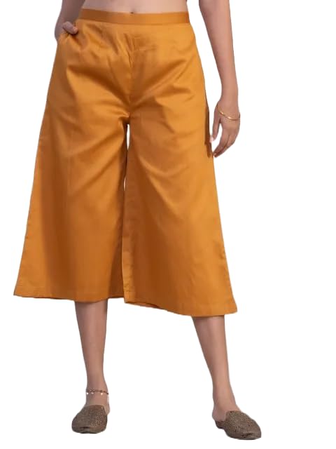 Image of SAYLAH Women Cotton Short Length Flared Palazzo
