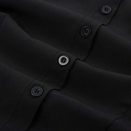 Women Plus Size Tops For Work Vintage Collared Button Down Shirt X-Large, Black #TOP5