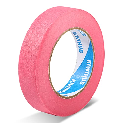 KIWIHUB Pink Painters Tape 1 x 60 Yards - 14 Day Easy Removal Decorative Masking Tape for Painting Labeling DIY Crafting Decoration and School Projects