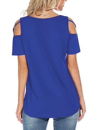 Image of Jar of Love Women's Summer Tops Short Sleeve Cold Shoulder Tops T-Shirts for Women Spring Summer Tops Loose Fit Tunic 2026