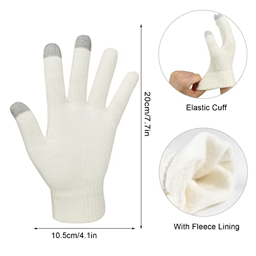 Hicdaw Winter Beanies Hat Scarf Gloves Women Winter Hats for Women Beanie Hat Long Scarf Fleece Lined Touchscreen Gloves3