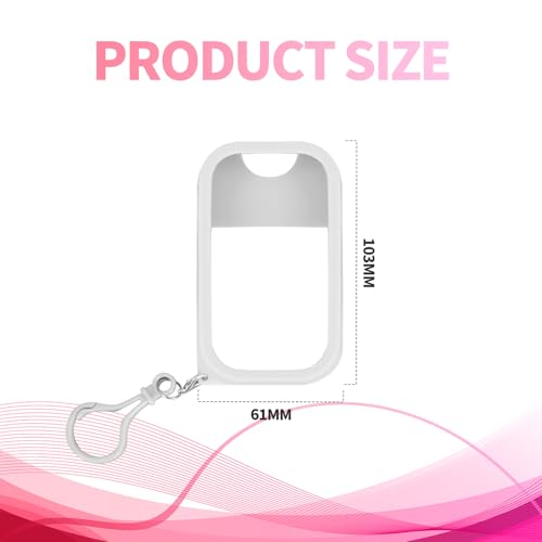 2PCS Silicone Case Compatible with Hand Sanitizer Spray, Protective Case with Keychain for Power Mist and Glow Mist 1.69fl.oz, Hand Sanitizer Spray Accessory (White & Pink)3