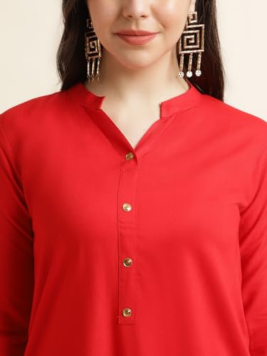 Image of Fabclub Women's Rayon Solid Plain Straight Kurti