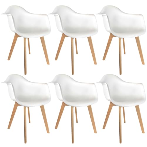 AltoBuy Travis - Lot de 6 Fauteuils Assises Blanches