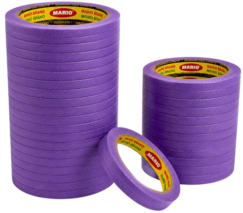 Image of Mario Purple Masking Tape - 20 Meter Length, 6mm Width - Fine Line Masking Tape for Precision Painting, Craft & Art Work - Clean Removal - Pack of 24 Rolls