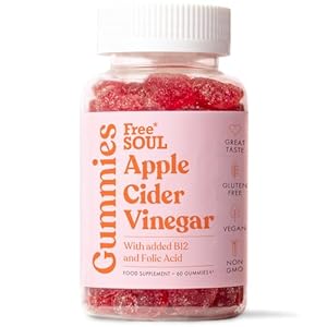 Apple Cider Vinegar Gummies with The Mother 1000mg | Enhanced with Vitamin B12 & Folic Acid | 60 Vegan ACV Capsules with Pomegranate & Beetroot Powder | Natural Ingredients by Free Soul