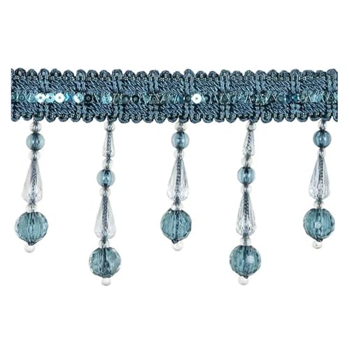 Fleco de borlas con cuentas de cristal de 2M para decoración de cortinas y pantallas 6
