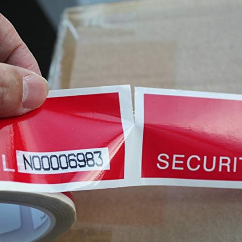 TamperSeals Group - 1 Roll Precut Serial Numbered Tamper Evident Security Packaging Tape (2 Inches x 55 Yards x 2 mil,"Security Seal" Print, Red)