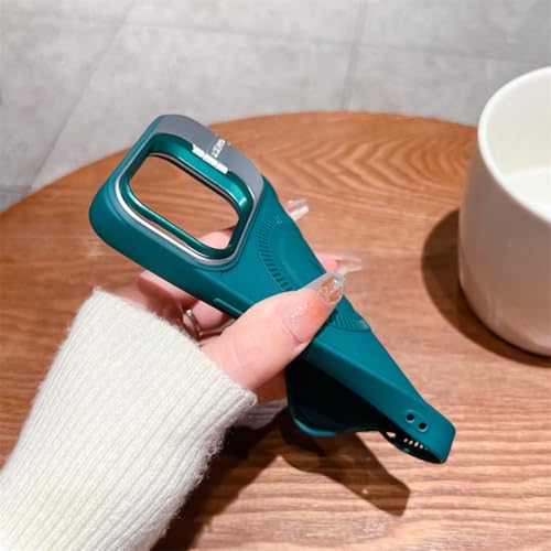 IRTGFG Capa protetora de silicone macia com suporte magnético para lente de iPhone 14 (preta)