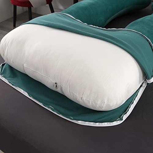Image of Amagoing 55 inches Pregnancy Pillows for Sleeping, U Shaped Maternity Full Body Pillow for Pregnant Women with Hip, Leg, Back, Belly Support, Removable Washable Velvet Cover (Teal Green)