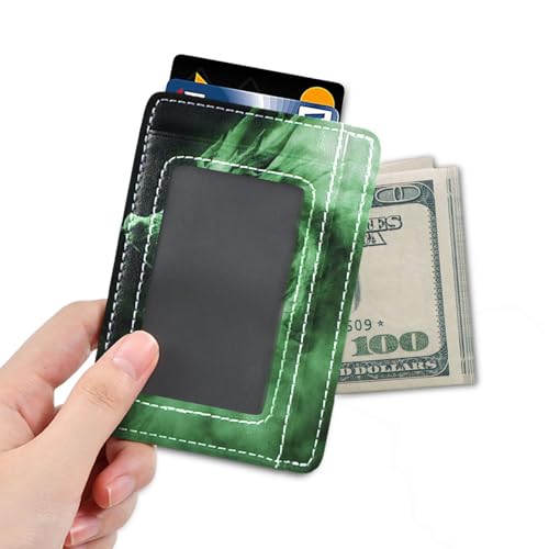 Dragon Green leather ladies wallets slim With ID Window RFID Blocking small card wallet woman for Men and Women4