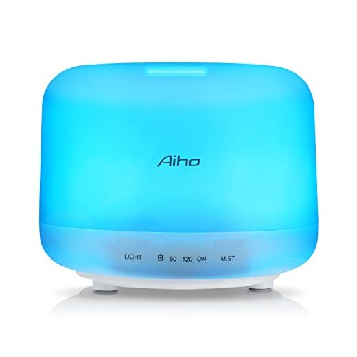Diffuseur d'Huiles Essentielles Aiho 500ml Arôme Diffuseur de Parfum Electrique Silencieux Humidificateur Portable Ultrasonique Veilleuse Aromathérapie Brume Purificateur d'air pour SPA Massage Yoga Chambre Bureau Maison