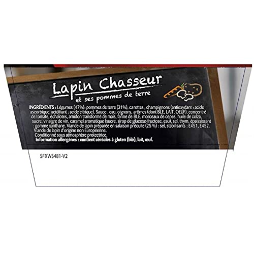 WILLIAM SAURIN - L'Assiette Lapin Chasseur Et Ses Pommes De Terre Micro-Ondable 280G - Lot De 4