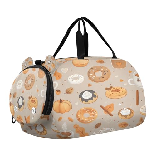 YETTASBIN Sport Travel Duffel Bag for Girls Boys, Pumpin Cupcake Large Waterproof Weekender Overnight Bag, Detachable Shoulder Strap Gym Bag with Shoe Compartment & Wet Pocket