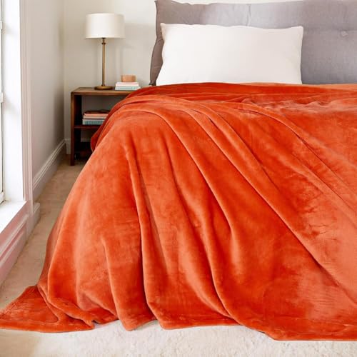 Image of Amazing Super Soft Double Bed Woollen Quilt Cover, 310TC Warm Duvet Cover, Woolen Duvet Cover /Rajai Cover /Blanket Cover /Quilt Cover King Size=90x100 Inches, Winter Blanket Cover (Orange)