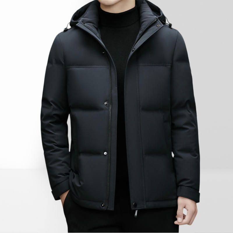 Abrigo de plumón para hombre con capucha de invierno grueso resistente al frío 4