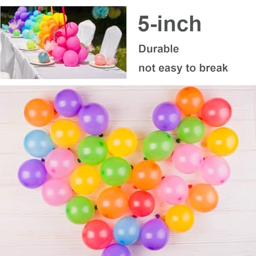 Image of Rainbow Balloons 160 Pack 5 inch Round Bright Latex Balloons Assorted Colors for Birthday Baby Shower Wedding Party Birthday Decorations Supplies Arch Garland