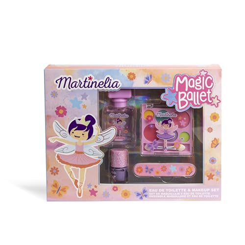 MARTINELIA Kit de maquillaje de belleza para niñas con diseño de hada y eau de toilette – Maquillaje para niños – Esmalte de uñas, sombra de ojos y EAU de Toilette – Productos no tóxicos