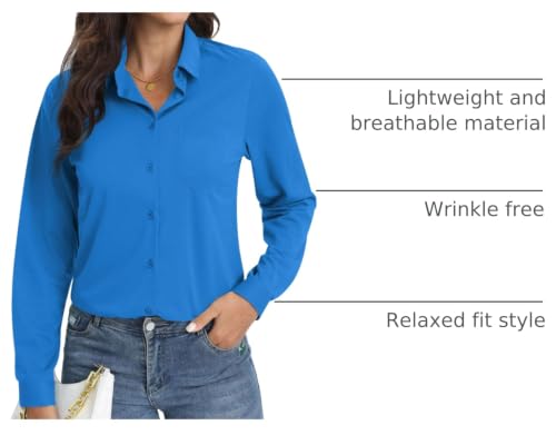 Image of Soft Wrinkle-Free Button Down Stretch Shirts for Women, Breathable Moisture-Wicking Casual Work Dress Tops