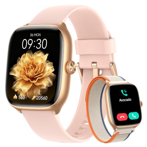 Smartwatch Damen 1,75" AMOLED Fitnessuhr mit Bluetooth Telefonie, 24/7 SPO₂ Herzfrequenz Stress Schlafmonitor, 120+ Sportmodi & KI Sprachassistent, 3 ATM Wasserdicht, Sportuhr für Samsung Android iOS