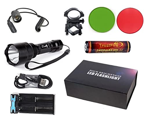 FilAnimal. kit completo de linterna modelo c8 - 1 Led kit 1300 lm CREE XML-T6 - Combinacion 1 Cover