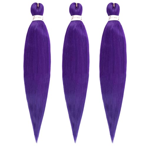 HTTDSLF Trenzado Cabello Pre-estirado, 30' Extensiones de Pelo Púrpura, Jumbo Extensiones Pelo Para Trenzas Africanas, Pelo Sintético Morado para Trenzar para Fiestas de Halloween (3, Púrpura)