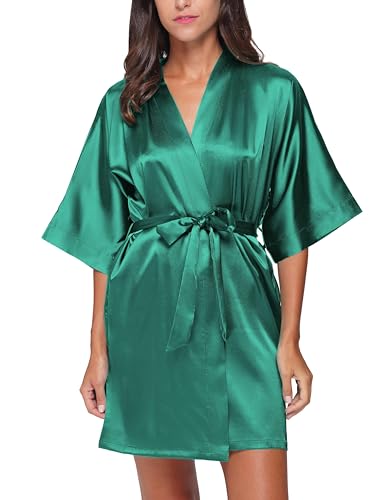 Soft Loungewear Silk Robe Wedding Short Satin 10 soft loungewear silk robe - deep green