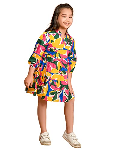 Image of LILPICKS Girls All Over Printed Fit n Flare Dress (Multi)