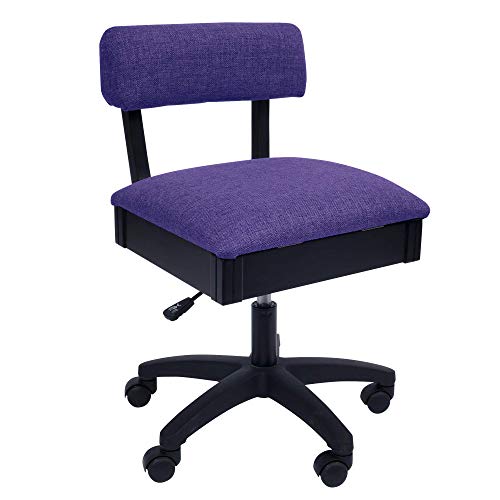 Arrow Sewing H8160 Adjustable Height Hydraulic Sewing and Craft Chair with Under Seat Storage and Solid Fabric Royal Purple Fabric