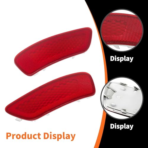 Image of Pair Left & Right Red Rear Bumper Reflector Light Compatible with Grand Cherokee 2012-2018 Compass 2011-2017 Journey 2012-2020 57010720AC 57010721AC