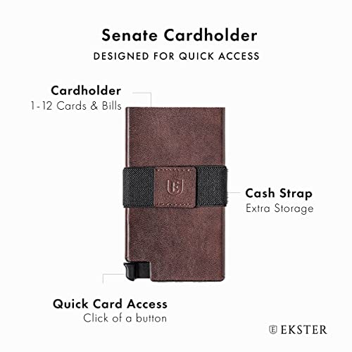 Image of Ekster Senate Classic Brown Leather Slim Wallet for Men | RFID-Blocking Minimalist Wallet with Quick Card Access & Slim Profile