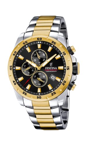 Festina Montre Homme Analogique en Acier Inoxydable 316L - Mouvement Quartz - Chronographe -...