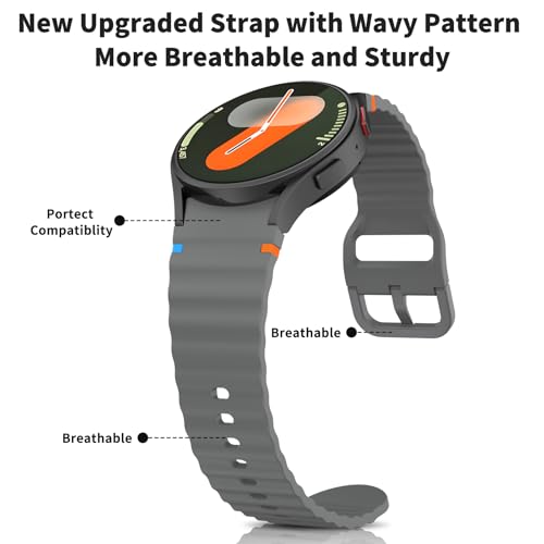 Image of Tobfit Silicone Bands for Samsung Galaxy Watch 7 Strap 40mm 44mm Women Men, 20mm Adjustable Sports Replacement Strap for Galaxy Watch 7 /FE /6 /6 Classic /5 /5 Pro /4 /4 Classic