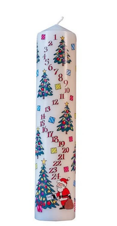 Alison GardinerChristmas Advent Pillar Candle - Unscented Trees Wax Countdown Candle for Christmas - Traditional Advent Candle with 50 Hours Burn Time & 7.9" Tall - Made in England