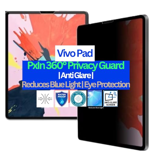 Image of Pxin Tablet Privacy Guard compatible with Vivo Pad | Tablet Privacy screen protector | Anti Glare | Anti Spy Screen Protector | Reduces blue light | Self healing from scratches | Eye Protection