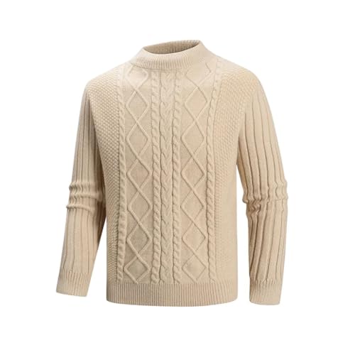 Men's Stand Collar Knitted Slim Fit Long Sleeve Solid Color Warm Pullover Sweater