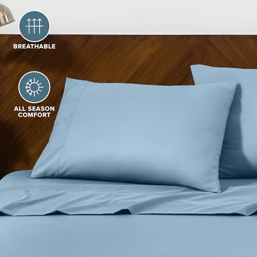 Image of Bare Home Microfiber Pillow Cases - Queen Size Set of 2 - Cooling Pillowcases - Double Brushed - Easy Care - Envelope Closure (Queen Pillowcase Set of 2, Light Blue)