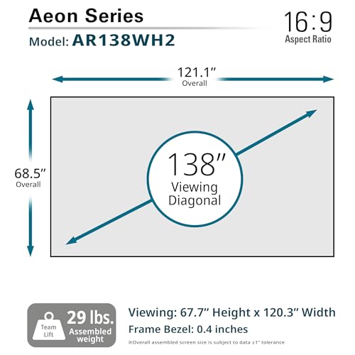 Image of Elite Screens Aeon 138 inch Fixed Frame Projector Screen 16:9 - Edge-Free Design, Wall Mounted, 8K /4K UHD, Compatible with Standard, Short & UST Projectors for Home Theater, AR138WH2
