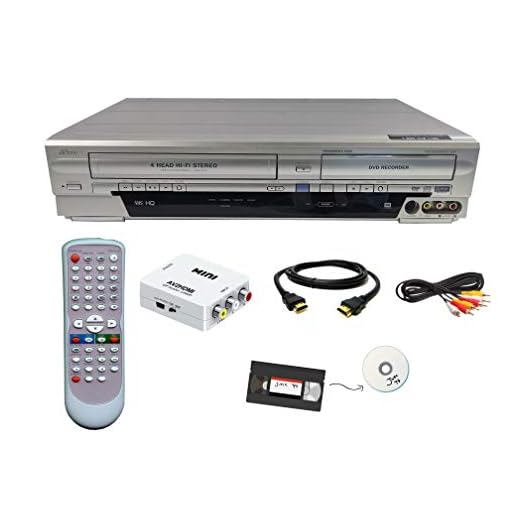 Funai VHS to DVD Recorder VCR Combo w/ Remote, HDMI Upconverter Box Bundle